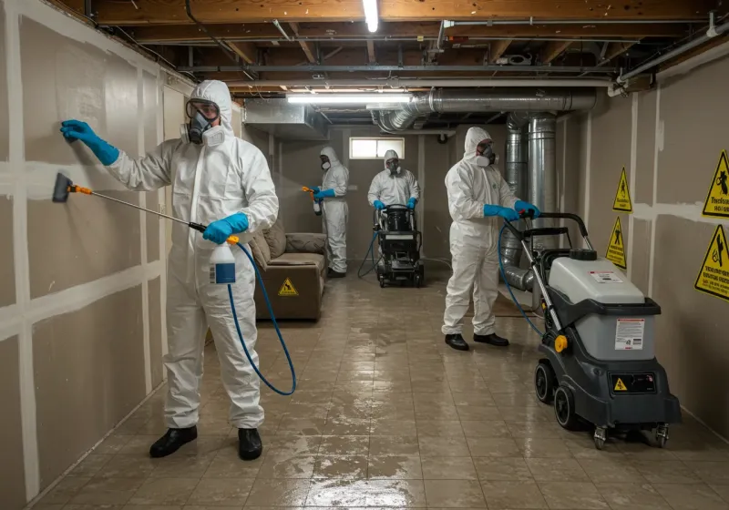 Basement Moisture Removal and Structural Drying process in Wacousta, MI